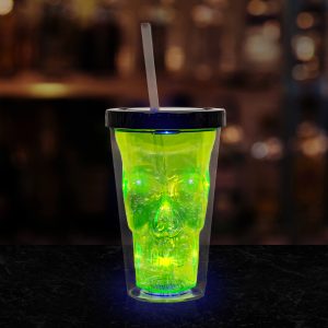 LED Neon Green Skull Cup by Windy City Novelties- LIT794EA